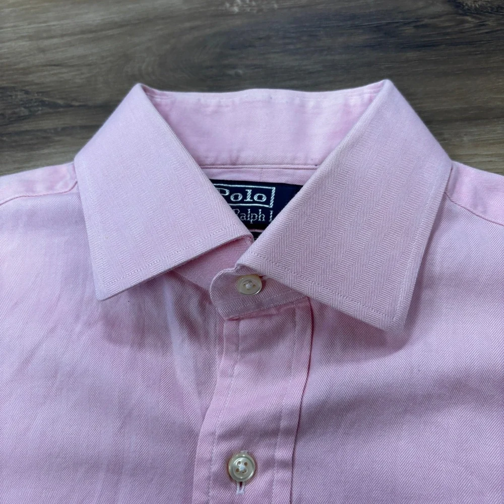 Polo Ralph Lauren Dress Shirt 15.5 32/33 Herringbone Regent Classic Fit Pink